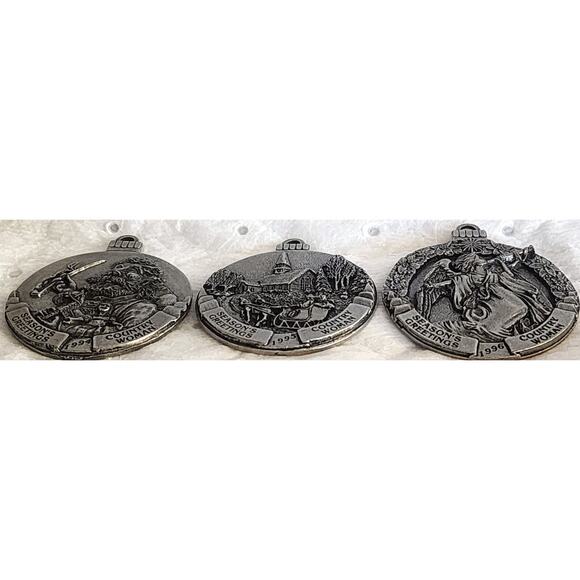 Vintage Country Woman Pewter Christmas Ornaments 1994 1995 1996 Lot Of 3 - Picture 6 of 8